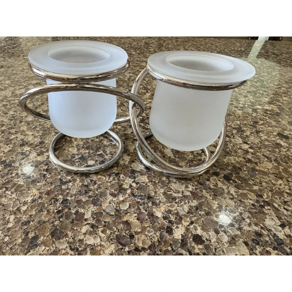 PartyLite Silver Plated Interlocking Gemini Candle Holders P7207 - Picture 3 of 12
